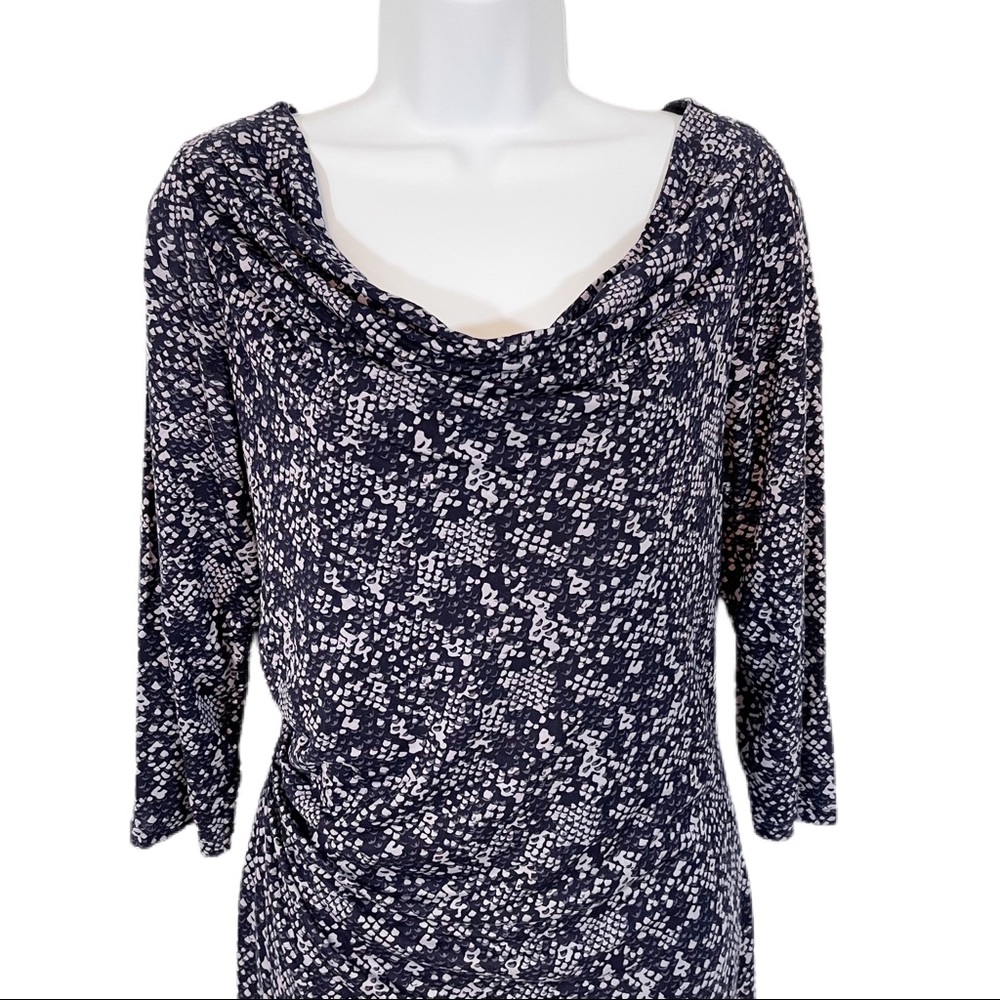 Ann Taylor Loft Ruched Snakeskin Dress L Purple - Picture 2 of 8